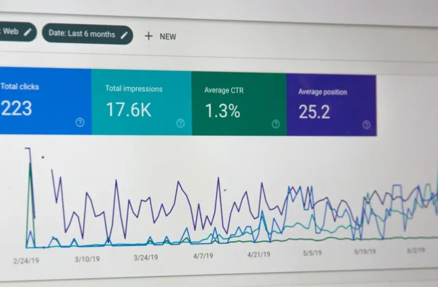 Bảng số liệu phân tích SEO trên máy tính minh họa cho thiết kế website chuẩn SEO